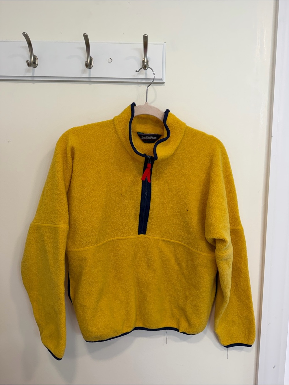 Vintage Yellow Half-Zip Fleece with Navy Trim